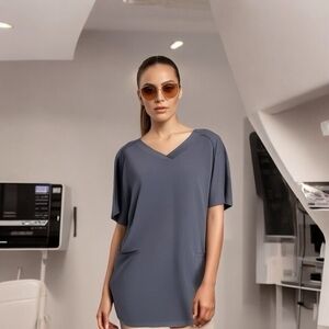 Barco Grey's Anatomy Women's Scrub Shirt Grey 3XL Stretch V-Neck NWT